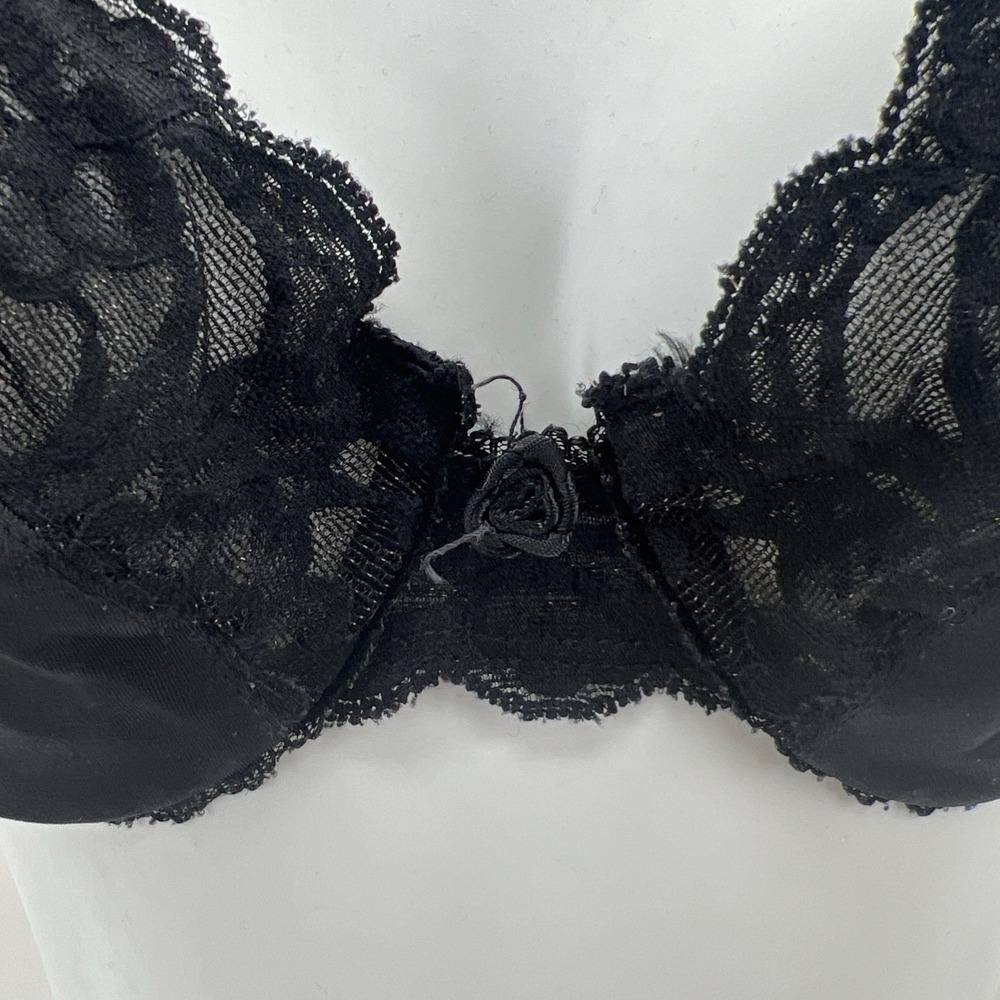 Vintage Valentino Intimo Bra Women 36B Black Polka Dot Unpadded Lace Off Duty